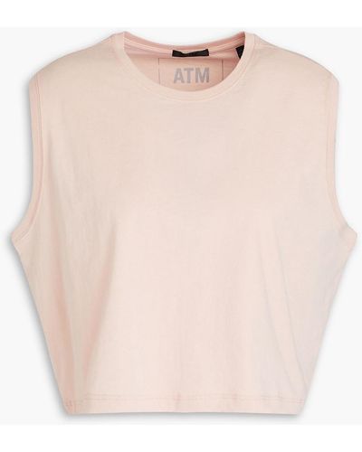 ATM Cropped Cotton-jersey Tank - Pink