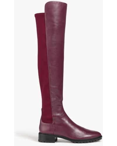 Stuart Weitzman City Leather And Neoprene Over-the-knee Boots - Red