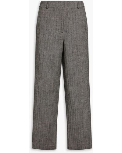 Co. Herringbone Wool Wide-leg Pants - Grey