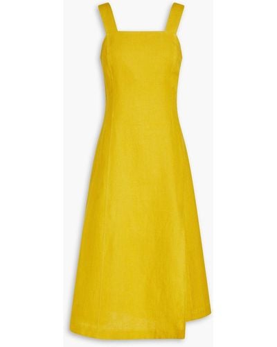 Casa Raki Teresa Linen Midi Dress - Yellow