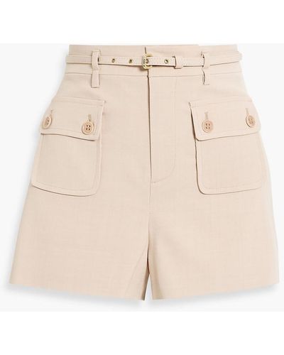 RED Valentino Belted Twill Shorts - Natural