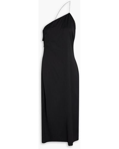 Ba&sh Zoe One-shoulder Chain-trimmed Satin-crepe Midi Dress - Black