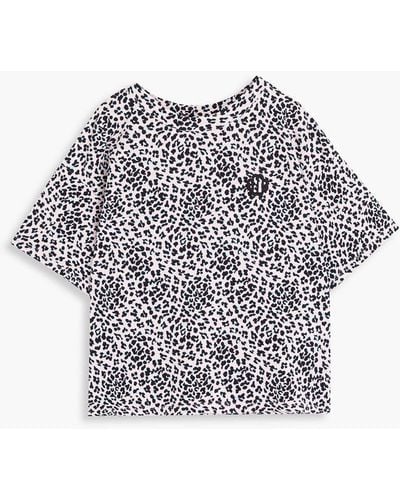 Maje Leopard-print Cotton-jersey T-shirt - Grey