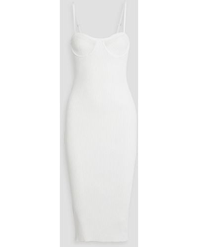 Helmut Lang Ribbed-knit Midi Dress - White