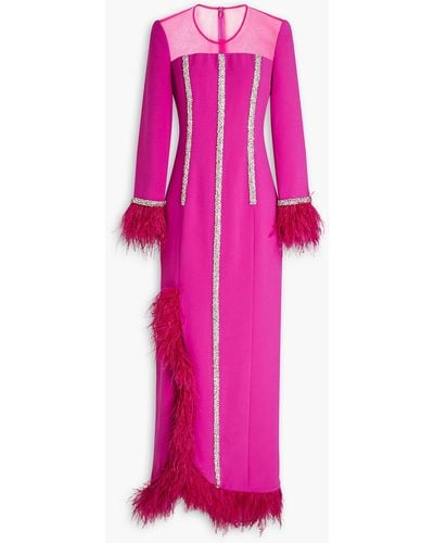 Huishan Zhang Verzierte robe aus crêpe mit tülleinsätzen - Pink