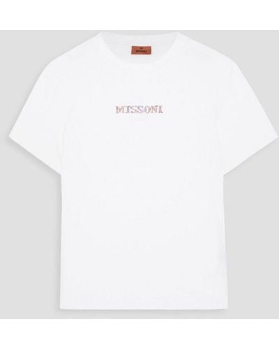 Missoni Embroidered Cotton-jersey T-shirt - White