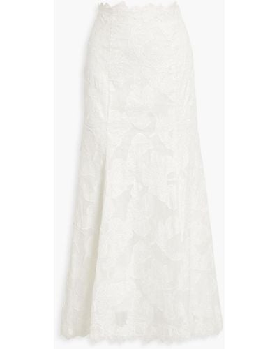 Rachel Gilbert Emilia Embroidered Ramie-gauze Maxi Skirt - White