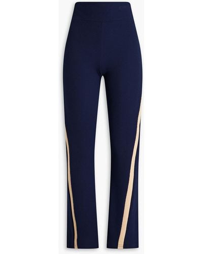 The Upside Florence Striped Knitted Flared Trousers - Blue