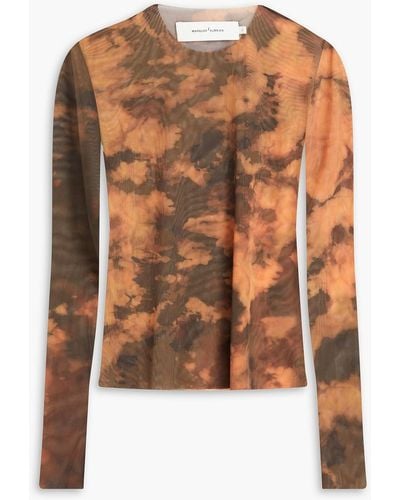 Marques'Almeida Tie-dyed Stretch-mesh Top - Brown