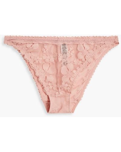 Stella McCartney Lace And Stretch-jersey Mid-rise Briefs - Pink