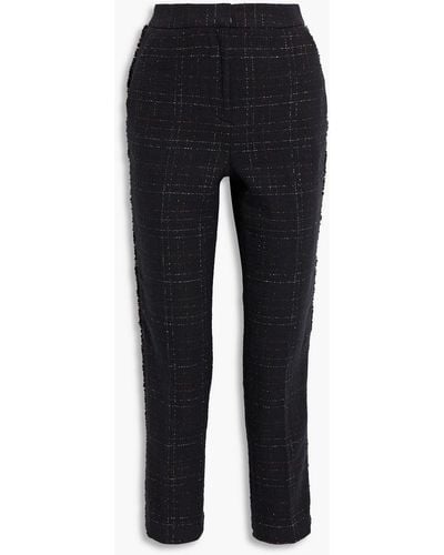 Rebecca Vallance Louie Metallic Cotton-blend Tweed Tapered Trousers - Blue