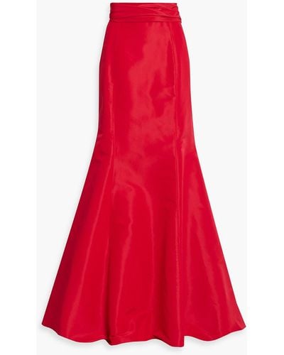 Carolina Herrera Fluted Silk-faille Maxi Skirt - Red