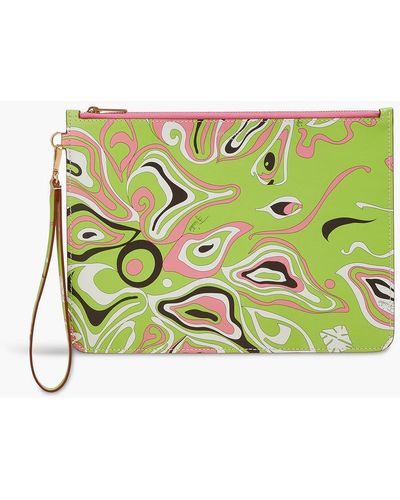 Emilio Pucci Printed Leather Pouch - Green