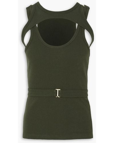 Dion Lee Layered Ribbed Cotton-jersey Tank - Green