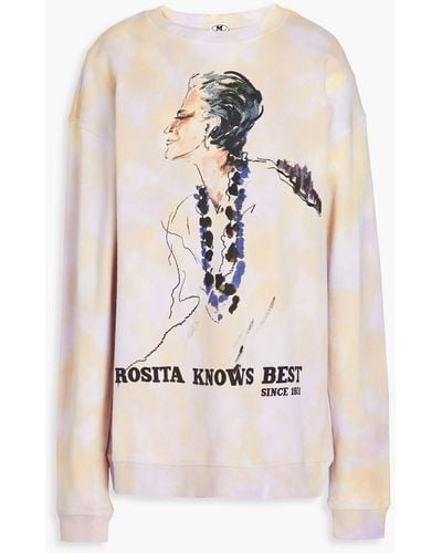 M Missoni Bedrucktes sweatshirt aus baumwollfrottee in acid-waschung - Weiß