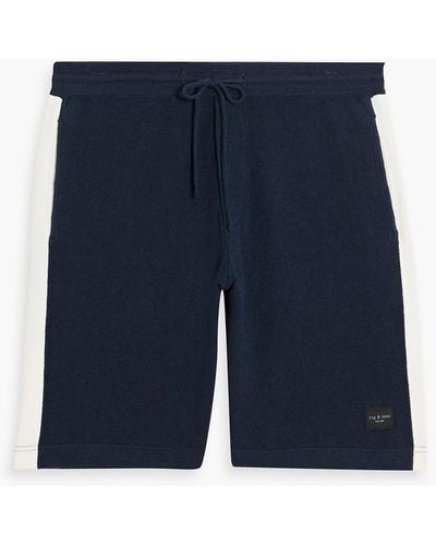 Rag & Bone Axel Striped Cotton-blend Terry Drawstring Shorts - Blue