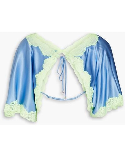 T By Alexander Wang Lace-trimmed Silk-satin Shrug - Blue