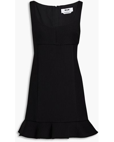 MSGM Fluted Ribbed Jersey Mini Dress - Black