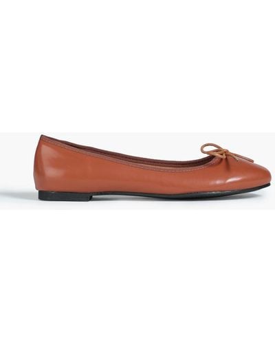 French Sole Amelie Bow-embellished Leather Ballet Flats - Brown