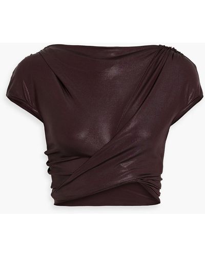 Rick Owens Jade Cropped Coated Stretch-jersey Top - Purple