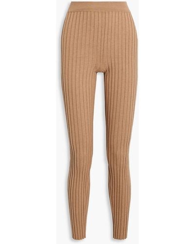 L.F.Markey Ribbed Wool And Cotton-blend leggings - Natural