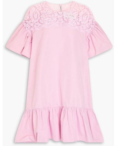 Valentino Garavani Corded Lace-paneled Faille Mini Dress - Pink