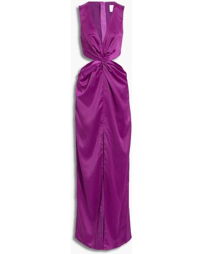 ONE33 SOCIAL Twist-front Cutout Satin Gown - Purple