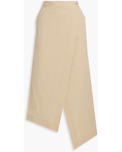 Petar Petrov Rael Asymmetric Cotton And Silk-blend Canvas Midi Wrap Skirt - Natural