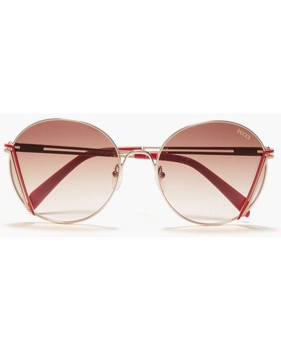 Emilio Pucci Round-frame Rose Gold-tone Sunglasses - Pink