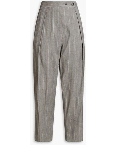 3.1 Phillip Lim Cropped Pinstriped Wool And Cotton-blend Twill Tapered Trousers - Grey