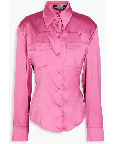 Jacquemus Mentalo Open-back Satin-twill Shirt - Pink