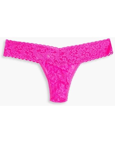 Hanky Panky Stretch-lace Low-rise Thong - Pink