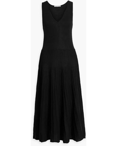 Autumn Cashmere Pleated Cotton Midi Dress - Black