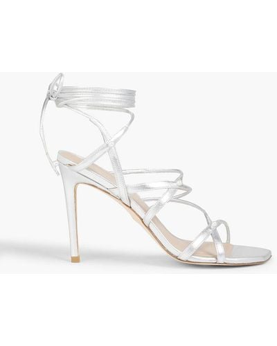 Stuart Weitzman Astrid 100 Faux Pearl-embellished Leather Sandals - White