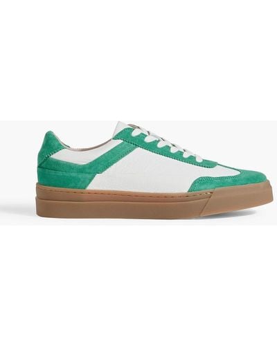 Iris & Ink Gina Leather And Suede Trainers - Green