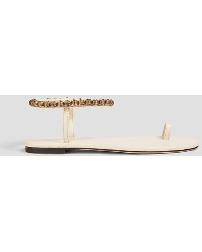 Tory Burch Capri Embellished Leather Sandals - White