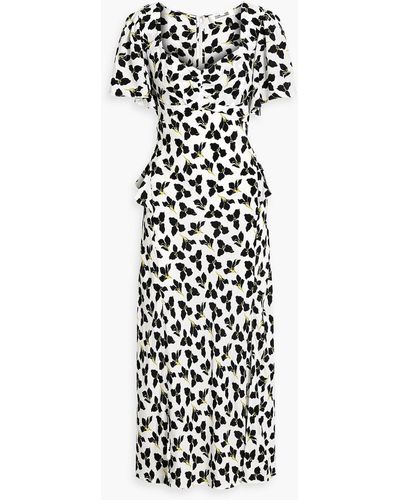 Diane von Furstenberg Aurora Ruffled Floral-print Crepe Midi Dress - White