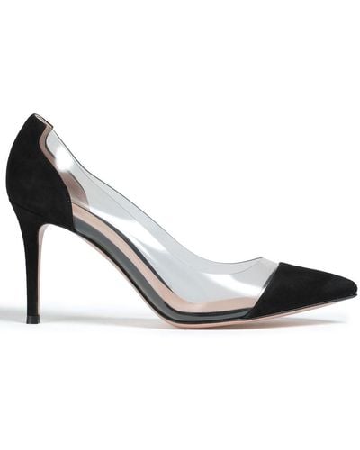 Gianvito Rossi Plexi 85 Suede And Pvc Court Shoes - Black