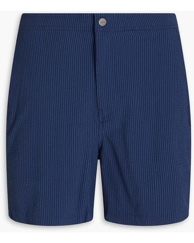 Onia Calder 6e Mid-length Striped Seersucker Swim Shorts - Blue