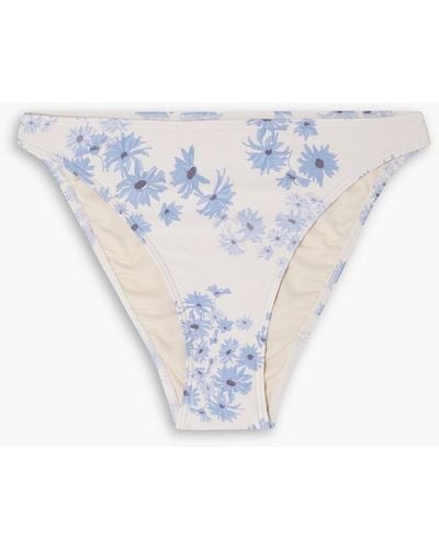 Peony Floral-print Mid-rise Bikini Briefs - Blue