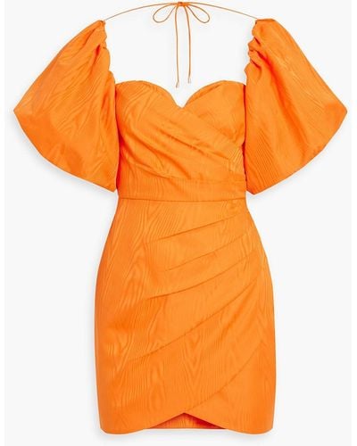 Rebecca Vallance Carmelita Wrap-effect Moire Mini Dress - Orange