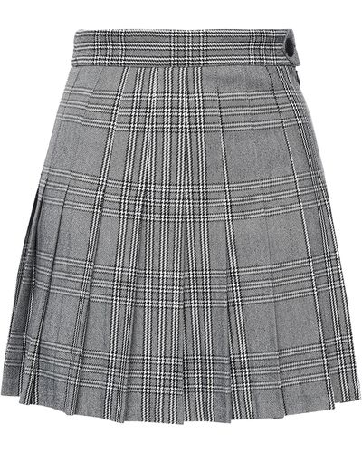 Maje Pleated Woven Mini Skirt Grey