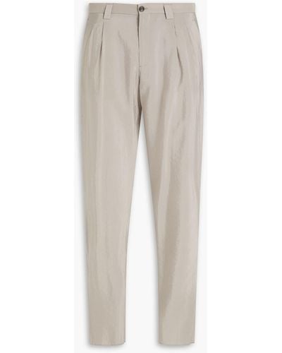 Emporio Armani Tapered Silk-blend Pants - Natural