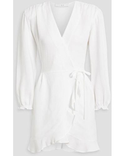 IRO Loomy Ruffled Tmand Linen-blend Mini Wrap Dress - White