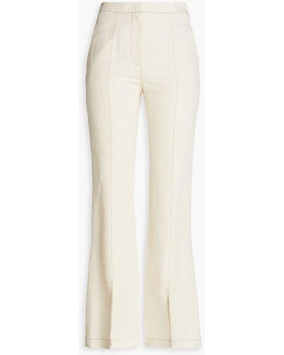 LVIR Cotton And Linen-blend Flared Trousers - White