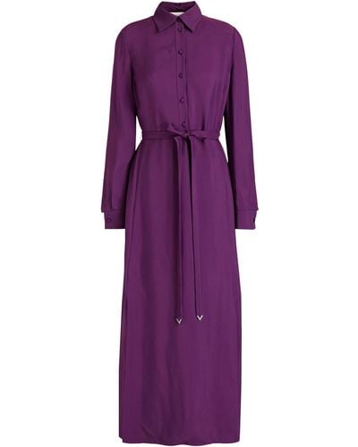 Valentino Garavani Belted Crepe Midi Dress - Purple