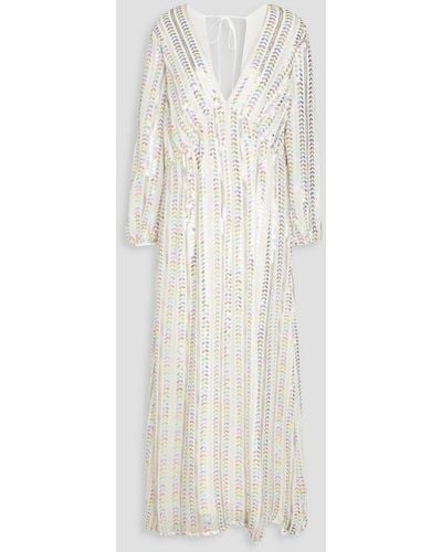 Sundress Chica Sequin-embellished Voile Maxi Dress - White