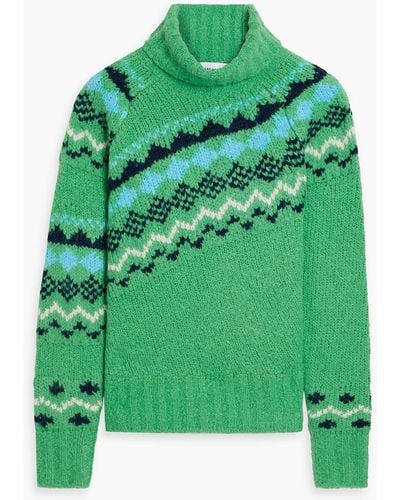 10 Crosby Derek Lam Brushed Jacquard-knit Turtleneck Sweater - Green