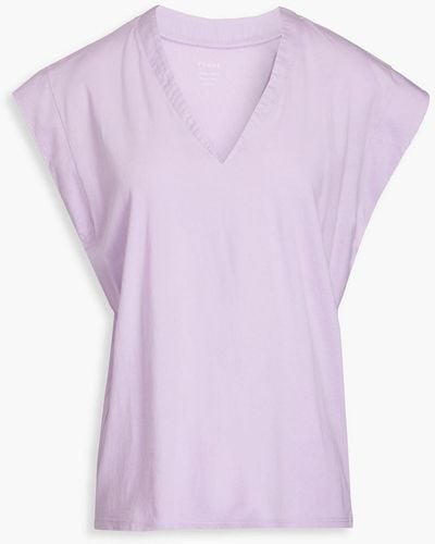 FRAME Le Mid Rise V Pima Cotton-jersey T-shirt - Purple