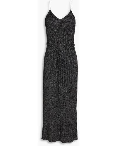 Proenza Schouler Metallic Ribbed-knit Midi Dress - Black